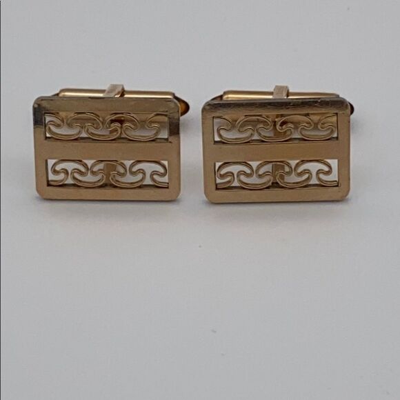 Vintage Krementz gold patterned cuff links - Picture 2 of 9